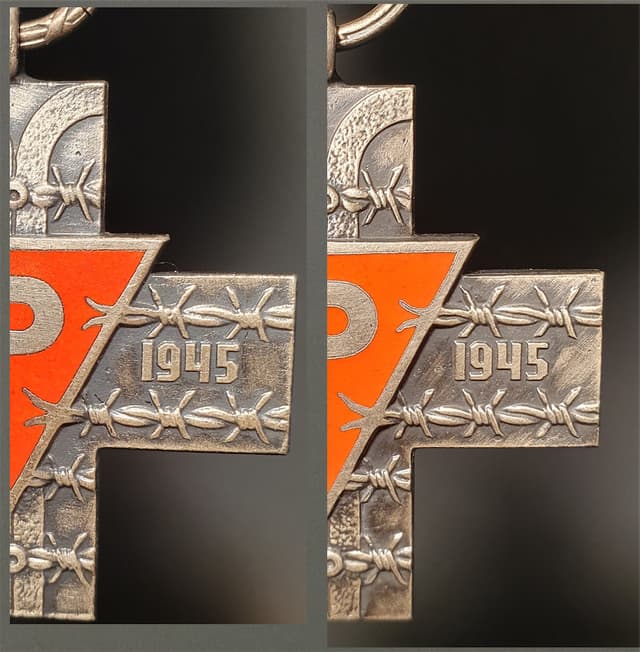 Prawa strona tarczy, po lewej wersja PRL, po prawej RP