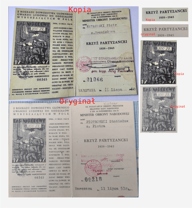 Porównanie oryginału z falsyfikatem