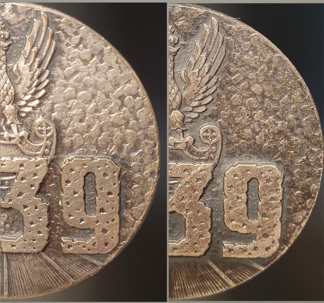 Prezentacja różnic w kolorze dla dwóch medali