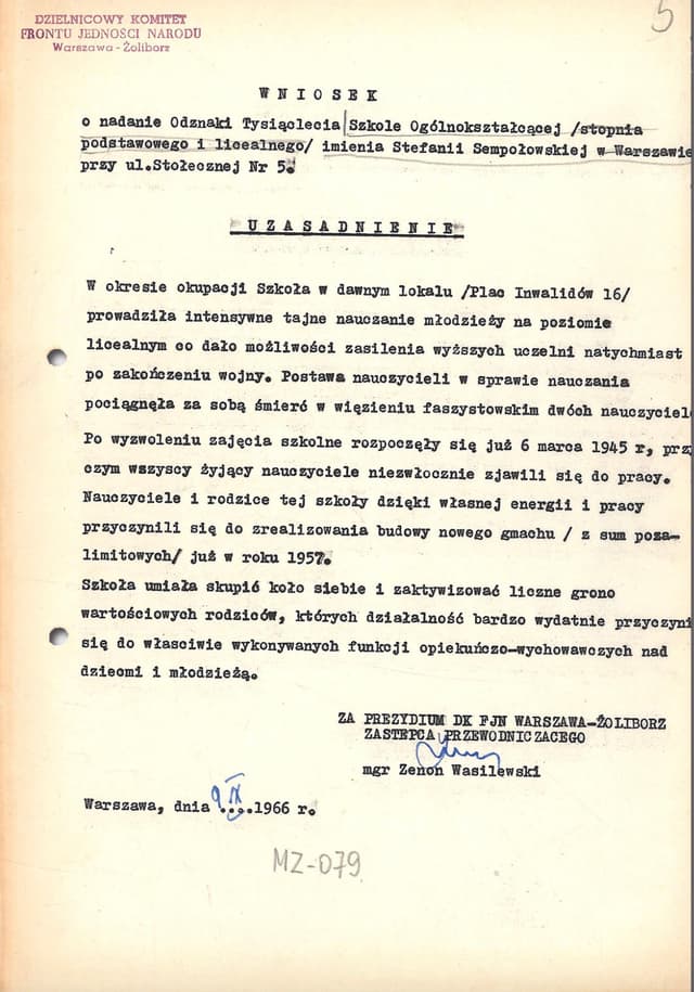 Wniosek o nadanie odznaczenia