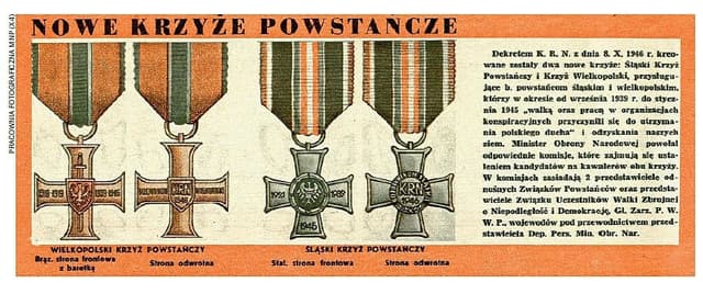 Projekt Śląskiego i Wielkopolskiego Krzyża Powstańczego opublikowany w tygodniku Żołnierz Polski 1946